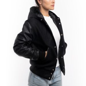 Unleash Your Style Rock the Trendy Black and White Letterman Jacket