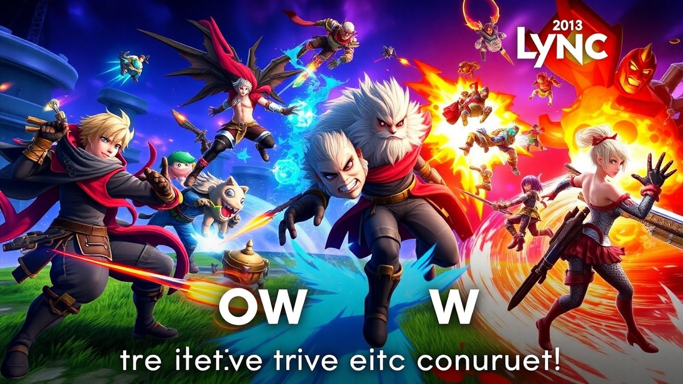 Vibrant gaming scene with LyncConf characters and mods.